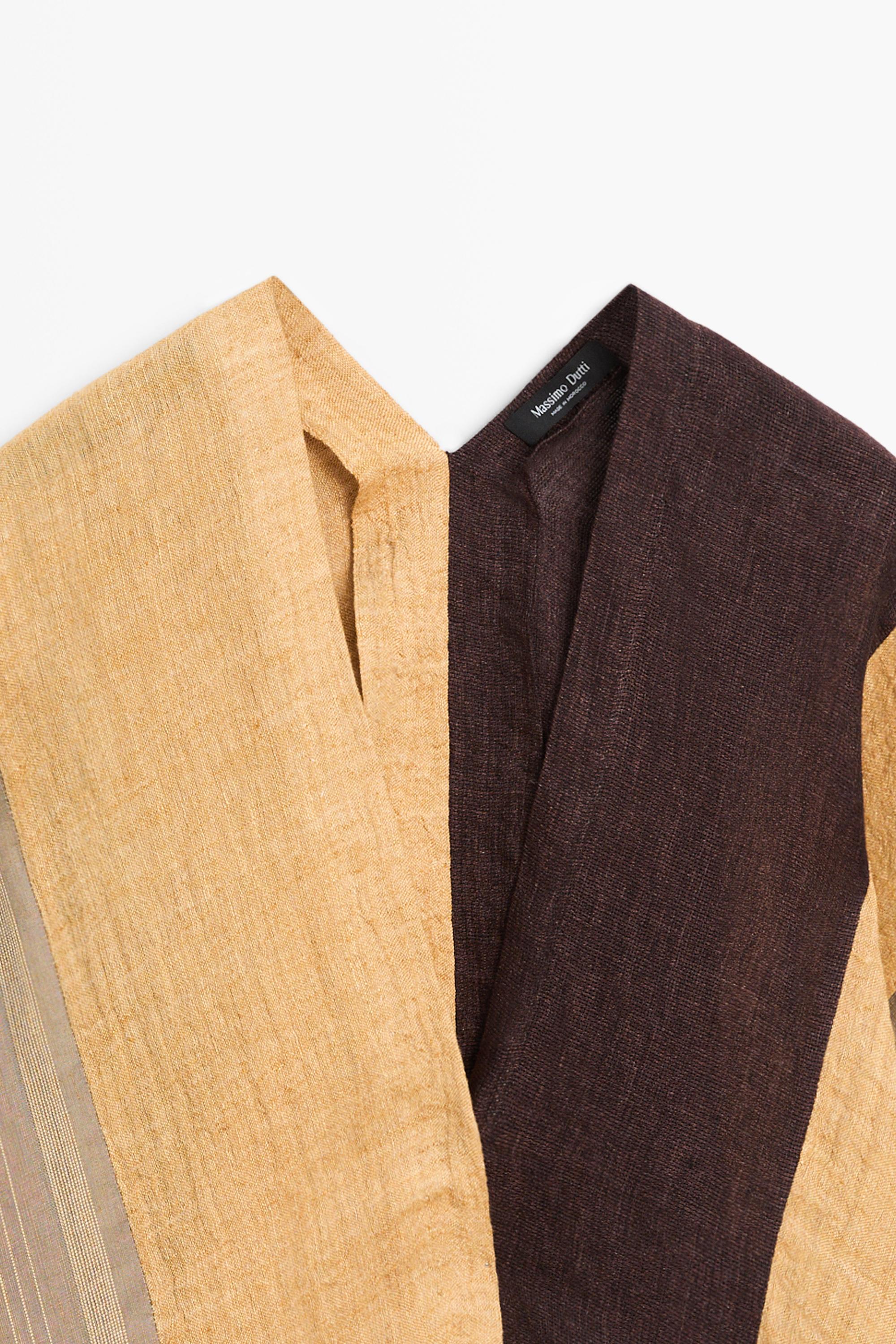 Flowing striped linen blend cape
